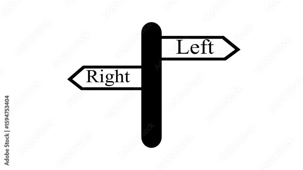 Poster black and white simple graphic directional signpost with left and right arrows text monochrome minim