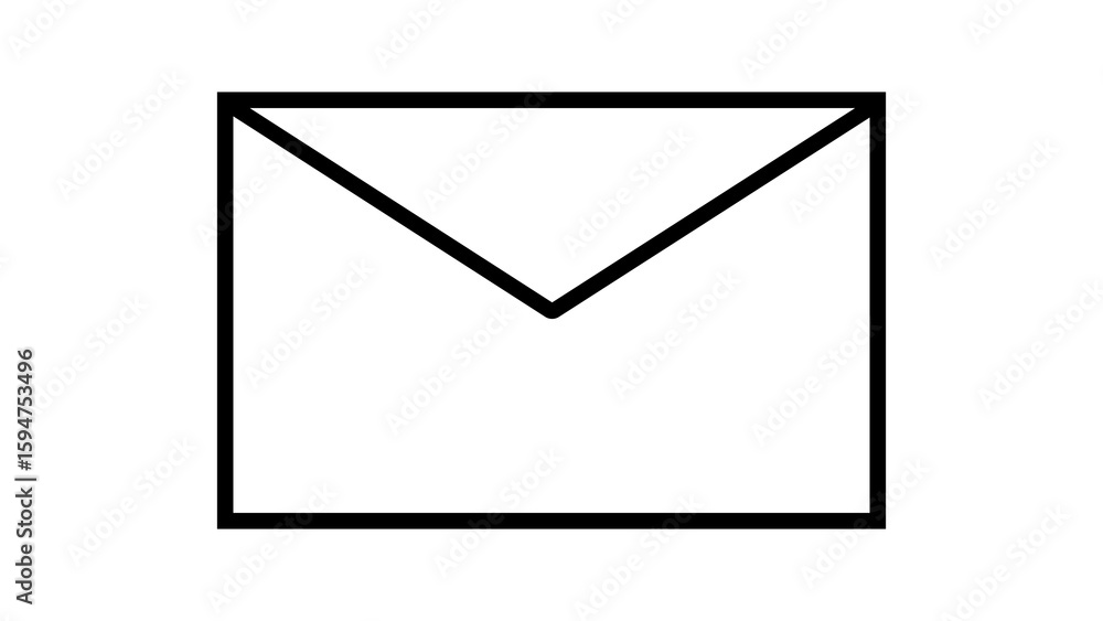 Poster black outline envelope icon simple mail symbol graphic element white background image