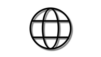 Black Globe Icon Simple Graphic World Map Internet Symbol Website Logo White Background image