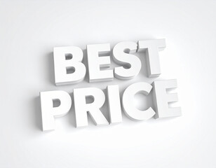 White 3D text graphic displaying the words "Best Price".