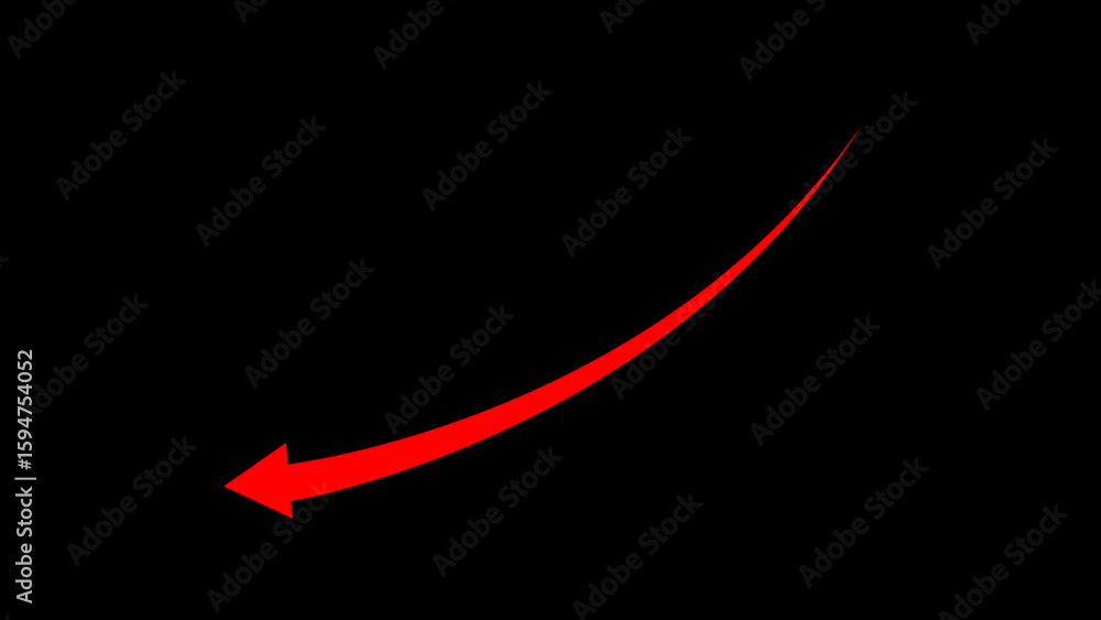 Poster red curved arrow silhouette simple graphic design element black background image