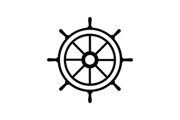 Obraz premium Nautical Ship Steering Wheel Vector Illustration in Black and White Maritime Navigation Symbol Simple and Clean Silhouette Design silhouette