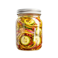 Colorful Pickled Vegetables in a Jar, Perfect for Home Canning and Healthy Eating on transparent background