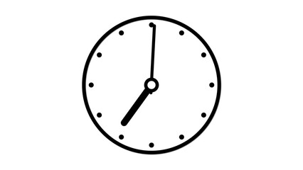 Simple Black Clock Face Six O Clock Time Minimalist White Background Round Analog Clock Hands Hour Minute