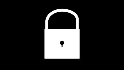 White Padlock Icon Black Background Simple Security Symbol Minimalist Graphic Design Element Digital Asset