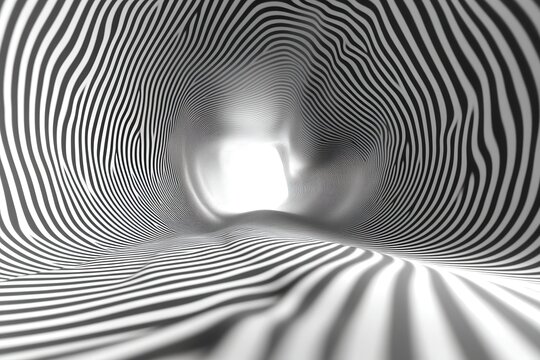 Exploring a surreal world of swirling black and white stripes in abstract art