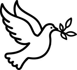 A graceful dove, a symbol of peace and freedom, depicted in flight or perched on a branch, perfect as a vector illustration or silhouette