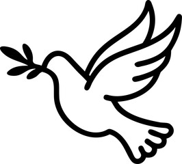Flying dove silhouette with outstretched wings, a universal symbol of peace, love, and freedom