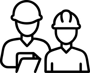 Two business workers in uniform, one a construction engineer in a hard hat, and another a contractor, discuss a 3D building concept in a meeting room