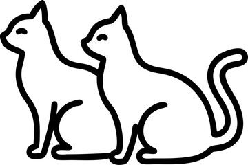 Two cute cartoon black and white cats and a dog vector illustration