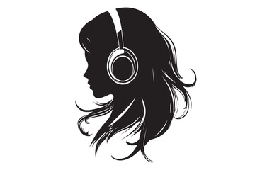 Anime Girl with Headphones Silhouette  Cool Manga Music Art Vector