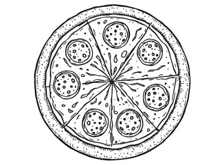 pepperoni pizza simple sketch style