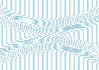 Abstract warped wavy blue teal lines tech minimal background. Vector geometric pattern design