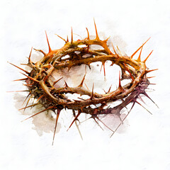 Fototapeta premium Watercolor Crown of Thorns - Easter Religious Symbolism, Passion of Christ, Christian Art