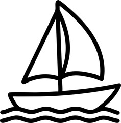 Sailboat Silhouette: A minimalist monochrome line drawing showcases a sleek sailboat gliding gracefully across the water, representing freedom, adventure, and the open sea.