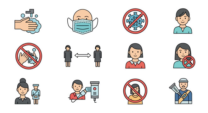 COVID-19 Prevention and Safety Icons - Powered by Adobe