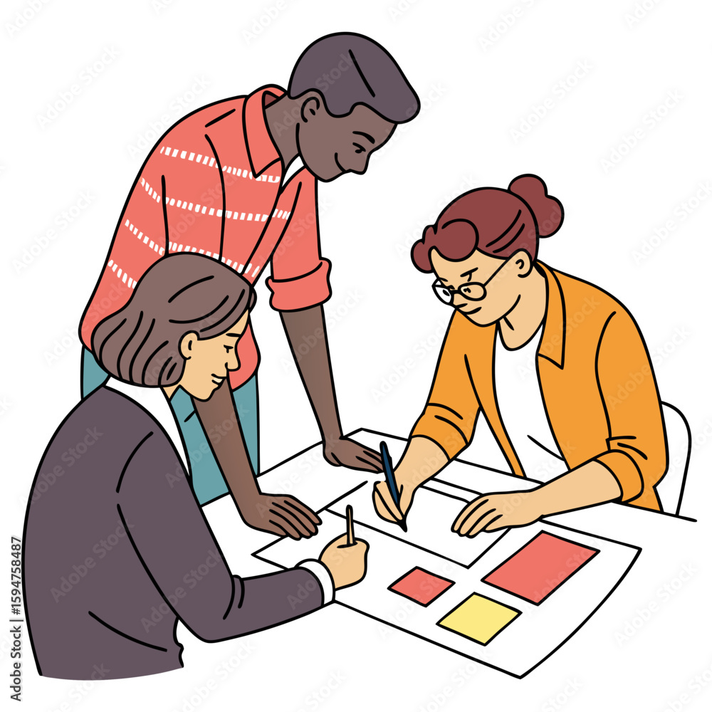 Poster diverse team collaborating on a design project