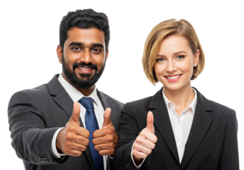 Man and Woman Business Team Giving Thumbs Up, Office Worker.
