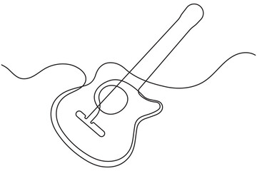 Guitar continuous one line drawing white background and minimalist style music and electric system isolated outline vector illustration