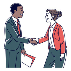 Fototapeta premium Handshake Between Businessman and Businesswoman