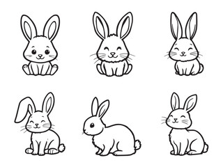 rabbit sitting pose line drawing