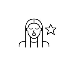 Young woman and star. Trusted users, add to favorites. Pixel perfect, editable stroke vector icon
