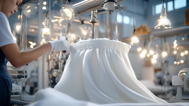 Seamstress craft: garment task, thread detail, textile shape, needle action, fashion aim, pattern line, apparel effort, design focus, clothing skill, material build, tailoring process