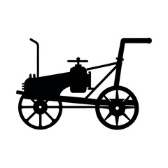 Fototapeta premium Motorized tiller machine designed for soil preparation silhouette vector illustration