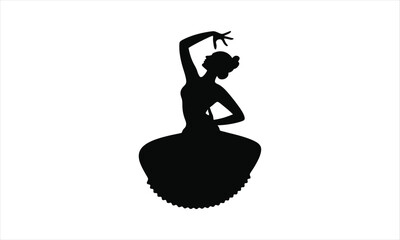 Dynamic couple dancing silhouette art