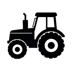 Obraz premium Modern tractor for heavy field work Silhouette Vector illustration