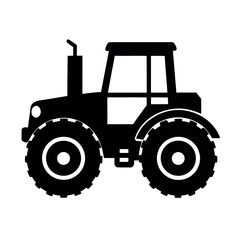 Obraz premium Large farming tractor with detailed wheels Silhouette Vector illustration