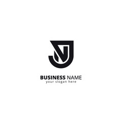Alphabet JN NJ Letter Logo, Bold Monogram Design.