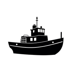 Obraz premium Tugboat silhouette used for marine assistance Silhouette Vector illustration