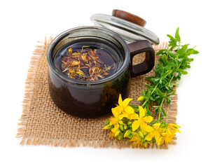 St. John's wort and decoction isolated.