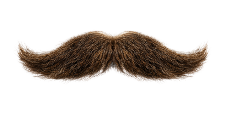 Brown Mustache Shape on Transparent Background