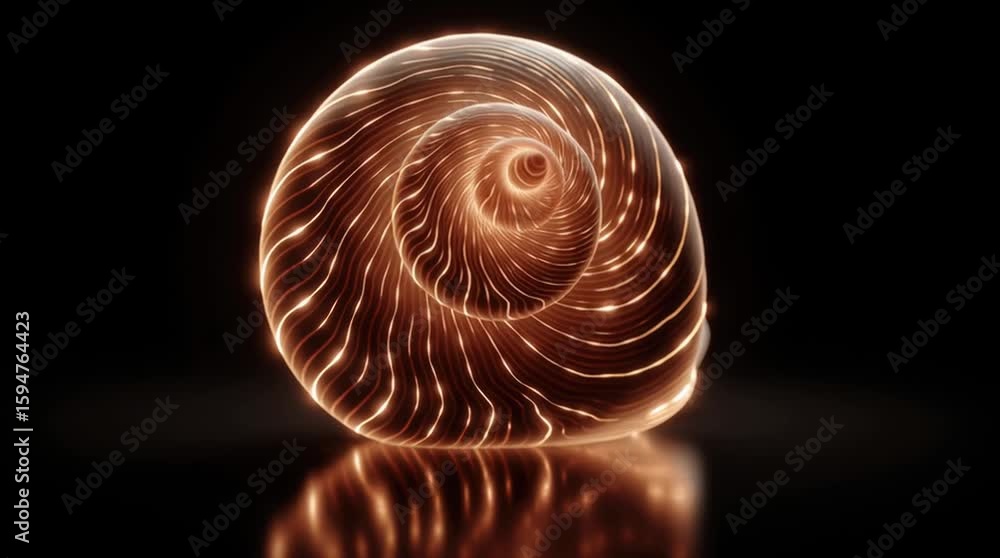 Poster luminous seashell a 3d animation