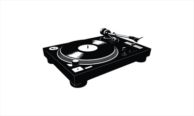Retro turntable music player silhouette