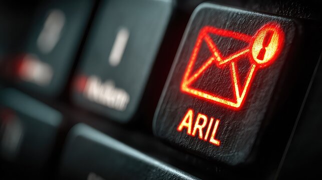 Email inbox shows red alert symbol and phishing attempt flagged, highlighting cybercrime risk awareness.
