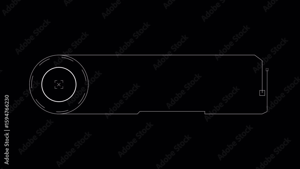 Aufkleber futuristic hud element animation: white geometric interface display on black background