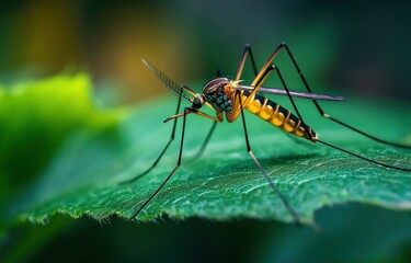 Close-up of a mosquito on a leaf