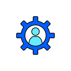 Icon a user gear, isolated against a clean background.
