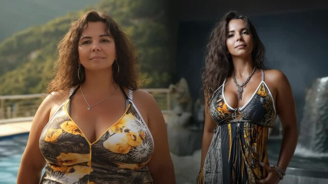 Woman progress: fat loss, wellness path, habit change, endurance boost, scale drop, body tone, health result, silhouette shift, strength gain, figure transformation, before photo, after effect