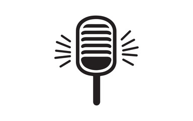 Vintage Microphone Icon  Podcast, Audio, Music, and Broadcasting Symbol