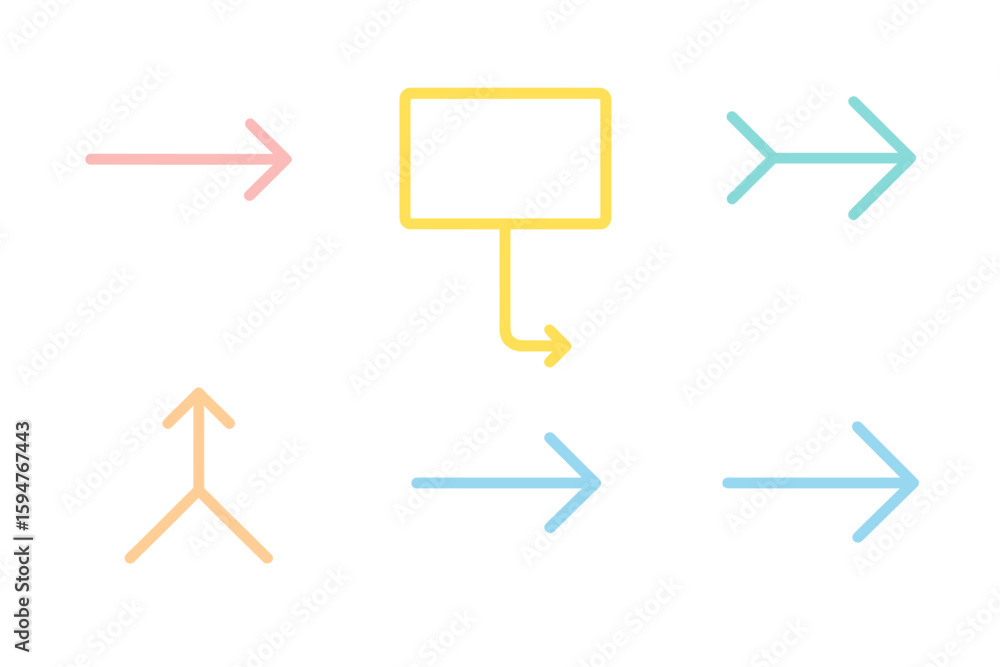 Poster colorful abstract arrows and shapes representing directions and choices in a modern design context
