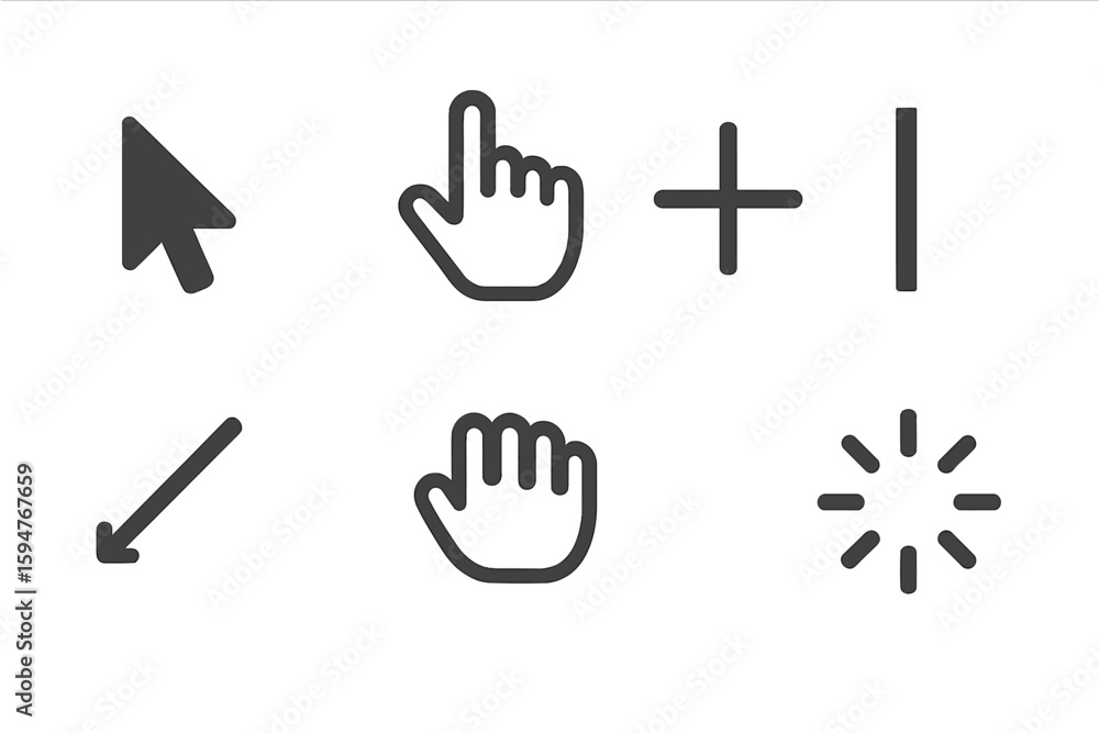 Poster various icons representing different cursor actions commonly used in digital interfaces at a tech wo