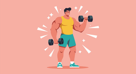 Pria Berotot Mengangkat Dumbbell dalam Latihan