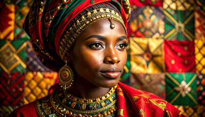 Black History Month Photo with African American Silhouettes and Cultural Symbols