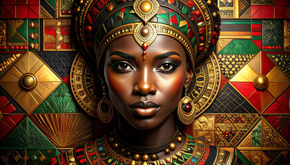 Black History Month Photo with African American Silhouettes and Cultural Symbols