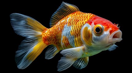 Colorful Goldfish in Profile View