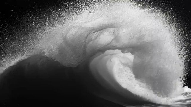Huge rolling water splash resembling a tsunami crashing in dramatic black and white, Huge rolling water splash with alpha, tsunami disaster or huge wave element